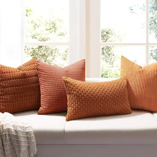 Thanksgiving Autumn Harvest Super Soft Corduroy Boho Striped Pillowcases {5}