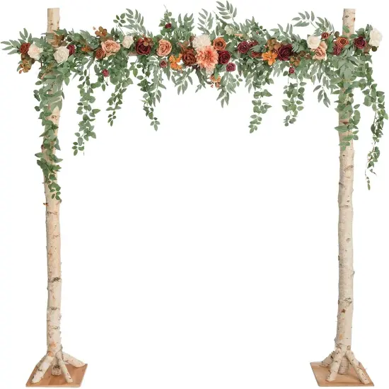 Orange Ceremony Reception Hanging Eucalyptus Rose Arbor Arrangement Outdoor Party Floral Swag {1}