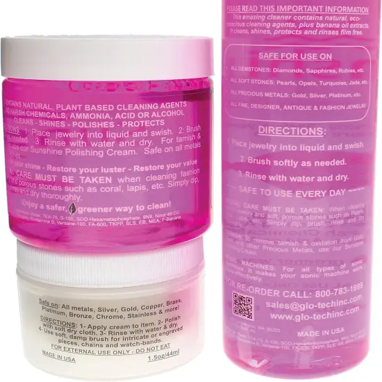 The Beadsmith Sunshine Premium Jewelry Cleaner &ndash; 4oz Cleaner with Brush, 6oz Refill Bottle and 1.5oz Polishing Cream &ndash; Safe to Use on Gemstones, Soft Stones, Precious Metals on All Types of Jewelry {2}