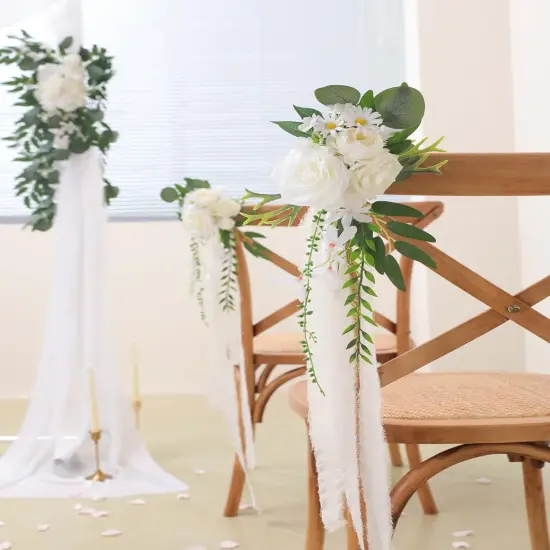 Chair Decorations Artificial Flowers for Wedding {2}