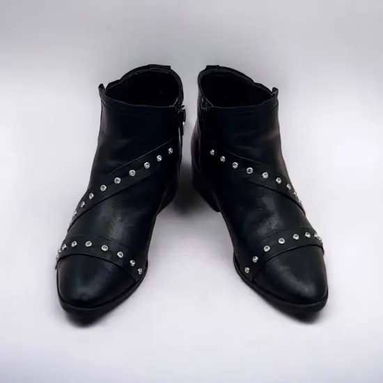 5 Yards of Gillian 3/4" Wide Faux Leather Tape Trim Embellished With Rhines | 5 yard cut {5}