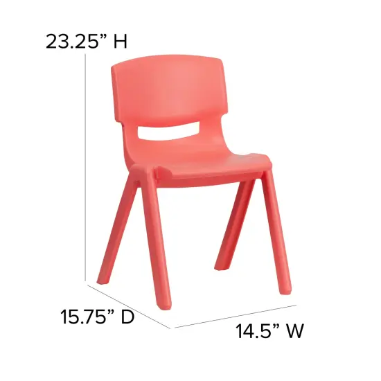 Emma and Oliver 4 Pack Plastic Stackable K-2 School Chair with 13.25"H Seat Assorted {10}