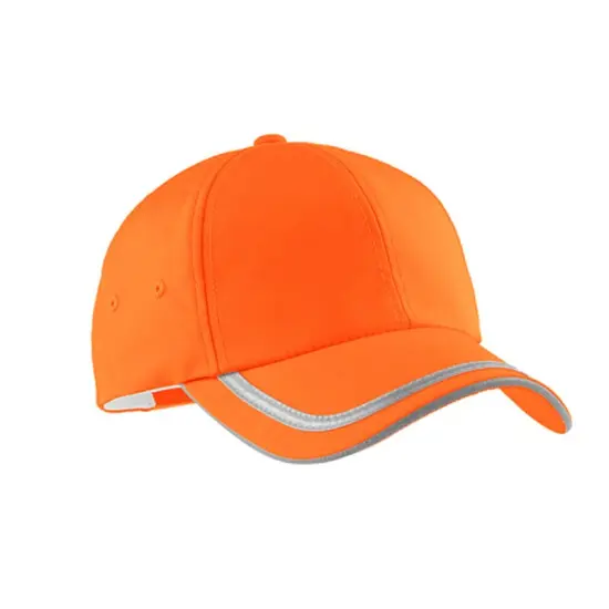 "Port Authority&reg; Enhanced Visibility Cap, Reflective Taping and CoolMax Sweatband for High-Visibility	" Safety Orange/ Black {3}