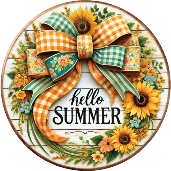 Hello Summer Sunflower Bow Sign {2}