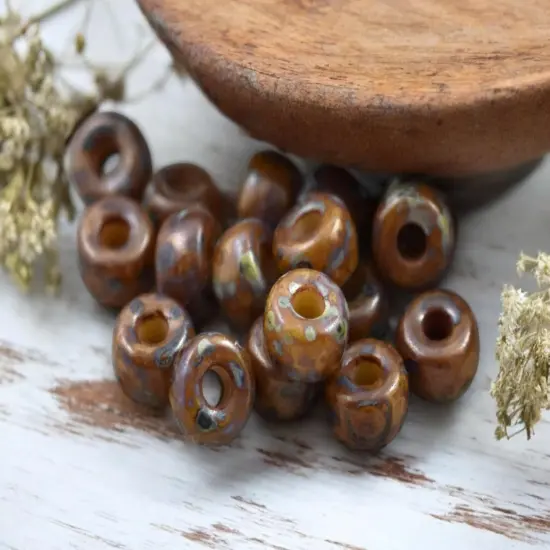 20g Opaque Camel Beige Travertine 2/0 Matubo Beads {4}