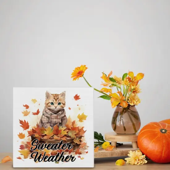 Fall Home Decor Autumn Decorations for Desk Table - CAT {2}