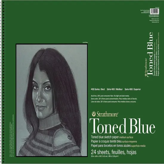 Strathmore 400 Series Toned Blue Sketch Pad 18"X24"-Wire Bound, 24 Sheets {1}