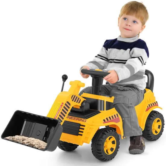Costway Kids Ride on Bulldozer with Adjustable Bucket Engine Sound Excavator Digger Toy {2}
