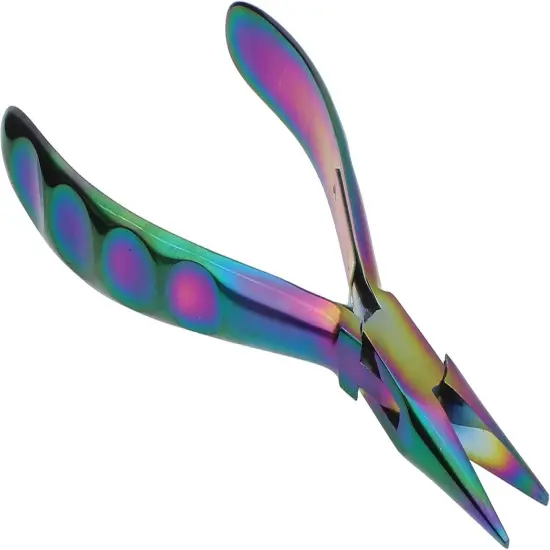 The Beadsmith Chroma Series Chain Nose Pliers, 5.5 inches (140mm), stainless-steel head, rainbow titanium coating, contoured comfort grip handle and double-leaf spring, tool for jewelry making {2}