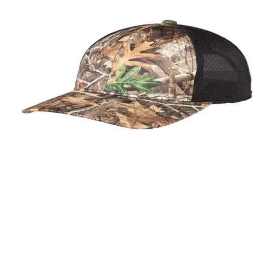 Port Authority&reg; Performance Camouflage Mesh Back Snapback Cap Structured Mid Profile Moisture Wicking Stretch Realtree/ Black {1}