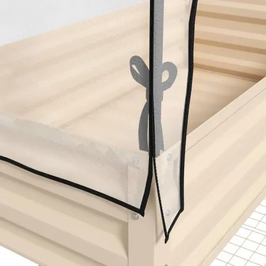 Cream Raised Garden Bed with Protective Greenhouse Cover for Plants {3}