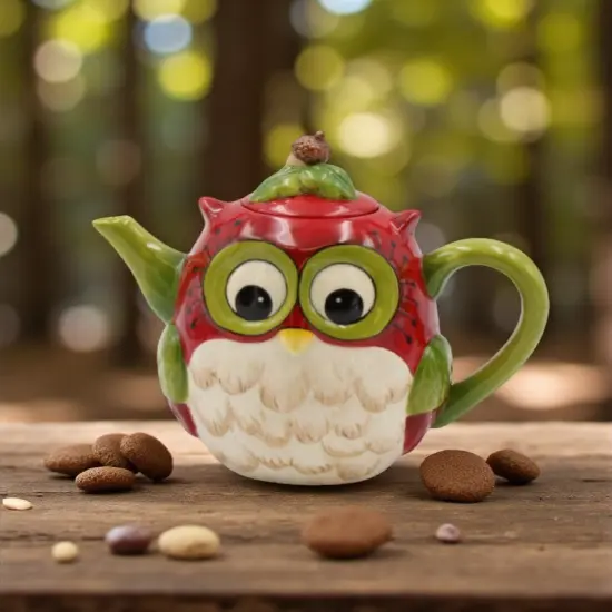 Hand Painted Ceramic Owl Teapot, Gift for Her, Gift for Mom, Tea Party D&eacute;cor, Caf&eacute; D&eacute;cor, Farmhouse D&eacute;cor {1}