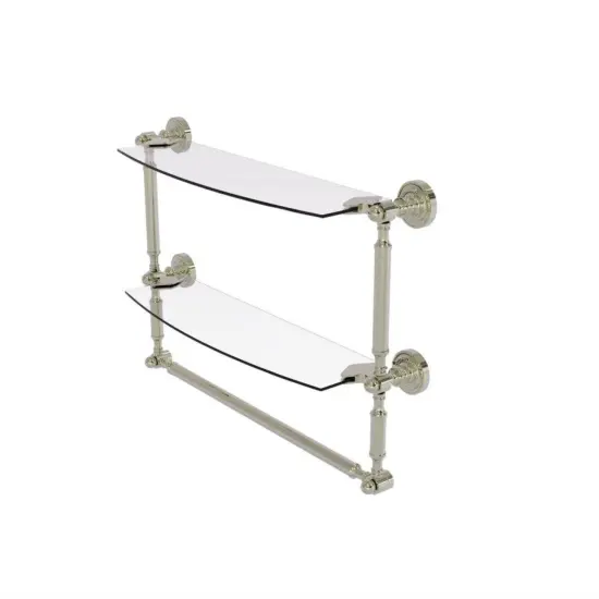Dottingham Collection 18 Inch Two Tiered Glass Shelf With Integrated Towel Bar - Dt-34Tb/18-Pni {1}