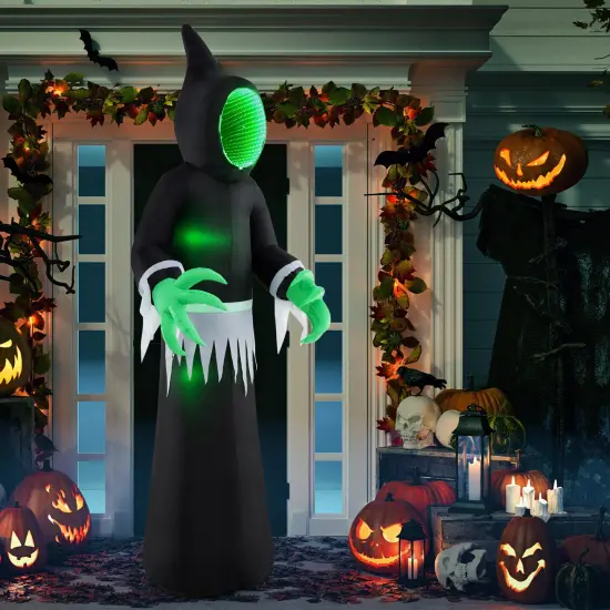 8 Feet Giant Halloween Inflatable Ghost with Built-in LED Lights and Mirror Face {6}