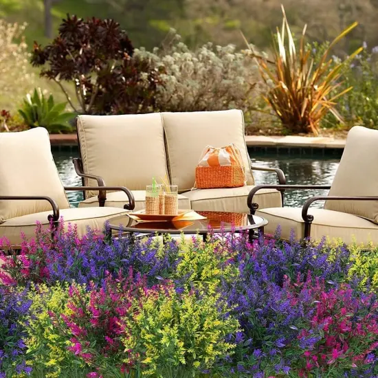 4pcs 7 Heads Artificial Wheat Grass Bouquet for Weddings Blue {7}