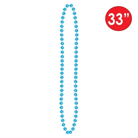 144 Pack Bulk Party Bead Necklaces - Small Round turquoise {5}