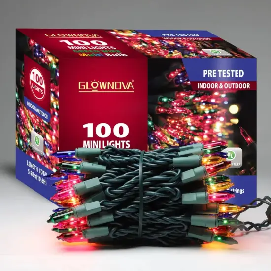 Green Wire,Multicolor,Incandescent Bulb 100 Mini String Lights for Indoor Christmas Tree Garland Birthday Wedding Party Festival Decoration {1}