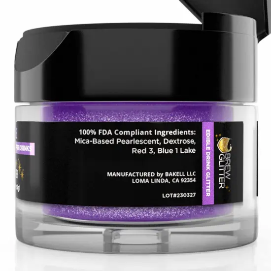 Brew Glitter - Purple Edible Drink Glitter (4g, x1 Flip-Cap Jar) for Beer, Cocktails and Beverages {6}