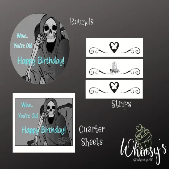 Loving Reaper Wow your Old Edible Icing Sheets- Assorted Image Cake Toppers-Frosting Sheets- Cookies- Cupcake Toppers {7}