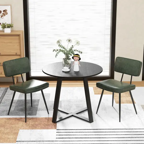 Set of 2 Dining Chairs with Padded Backrest and Seat Comfortable and Stylish Seating Dark Green {2}