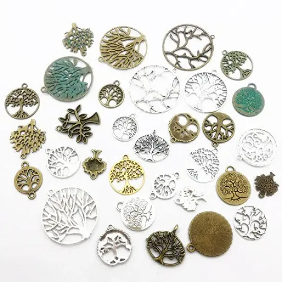 100g Craft Supplies Mixed Tree of Life Pendants Beads Charms Pendants for Crafting, Jewelry Findings Making Accessory for DIY Necklace Bracelet (M075) {6}