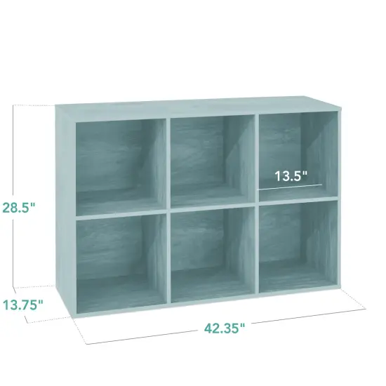 Best Choice Products 6-Cube Bookshelf, 13.5in Display Storage System, Organizer w/ Removable Back Panels Light Blue {2}
