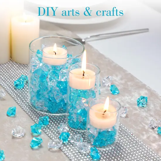 Blue and White Fake Ice Rocks, 150 PCS Acrylic Decorative Ice Clear Ice Rock Diamond Crystals Gems {3}