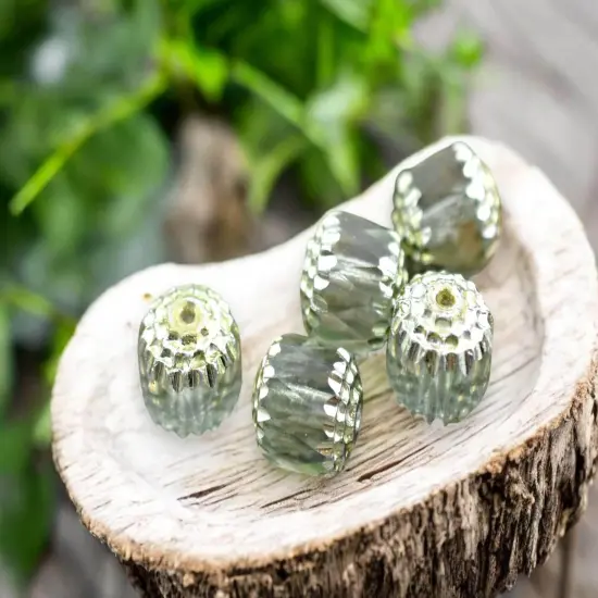 Metallic Mint Washed Mint Green Fire Polished Cathedral Beads -- Choose Your Size {4}