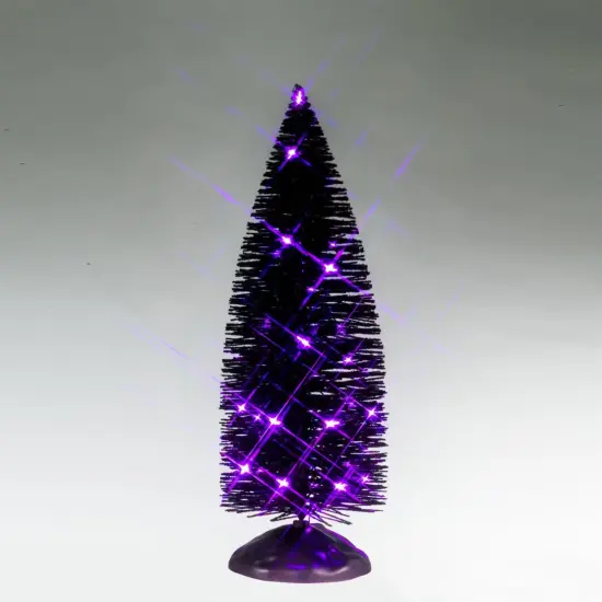 Black Bristle Tree With Purple Lights - Lemax Spooky Town {1}