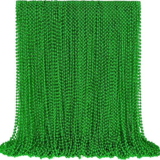 144 PCS St. Patricks Day Necklaces, Green Mardi Gras Christmas Bead Necklaces, 33" St. Patrick's Day Green Beads St. Patricks Day Accessories for Mardi Gras, St. Patricks Day Party Favors {1}
