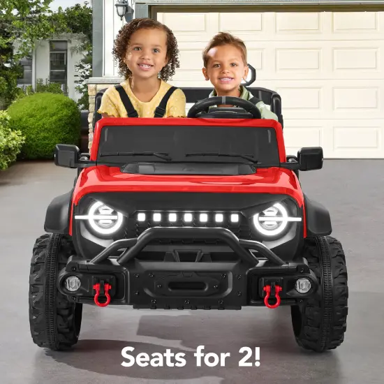 Best Choice Products Kids 24V 2-Seater Electric Ride-On Car Truck w/ Parent Control, Bluetooth, LED Lights Red {3}