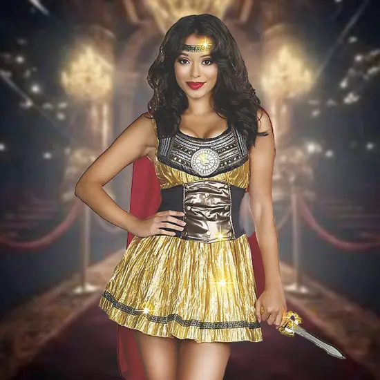 Women&rsquo;s Roman Battle Costume Golden Gladiator Style for Halloween or Cosplay {4}