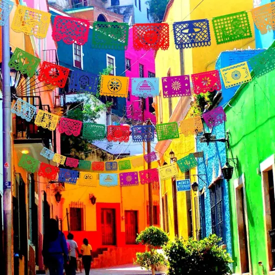 2pcs Mexican Fiesta Party Felt Banner Dia De Los Muertos Day of The Dead Fiesta Hanging Banner Cinco de Mayo Papel Picado Fiesta Banner Cino de Mayo Party Decorations(7.8 * 5.9 inch) {5}