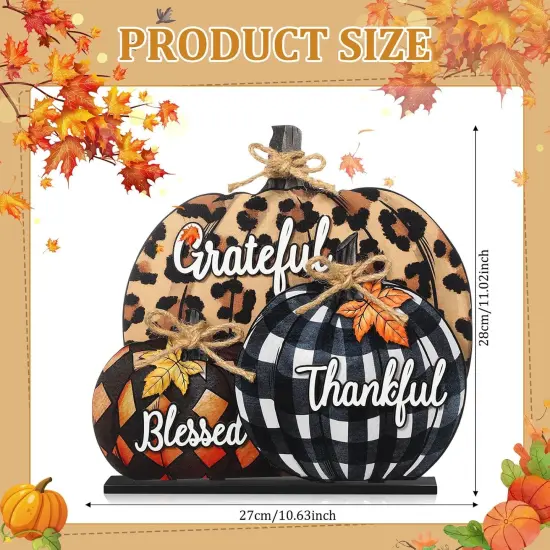 Fall Pumpkin Sign Decoration 11 Inch Wooden Pumpkin Table Centerpiece {2}