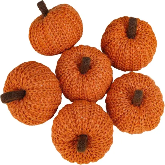 6 Faux Fall Orange Crochet Pumpkins {1}