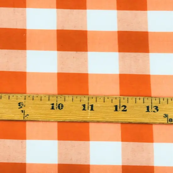 1 Yard Vibrant Orange Gingham Checkered Poly Cotton Fabric 58/59 Inch Wide Lightweight Sewing Cloth {1}