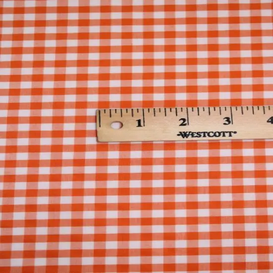 1 Yard Orange 1/8&Prime; Gingham Checkered Poly Cotton Fabric Lightweight Non-Stretch 58/59 Inch Wide {2}