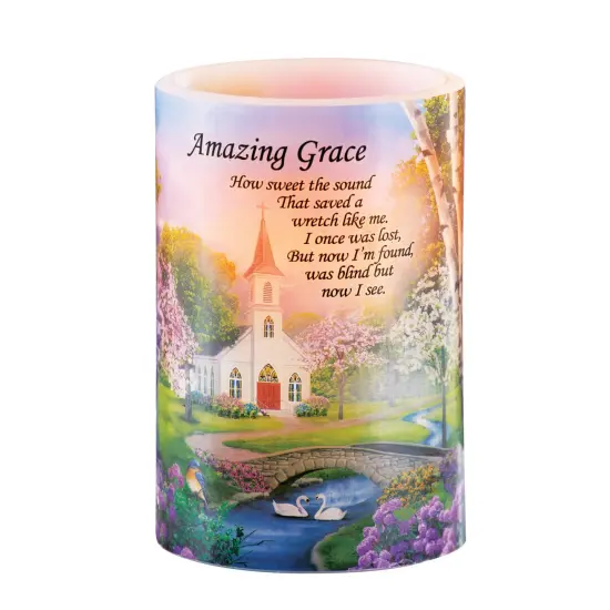 Collections Etc Amazing Grace LED Flameless Candle 6"H {2}