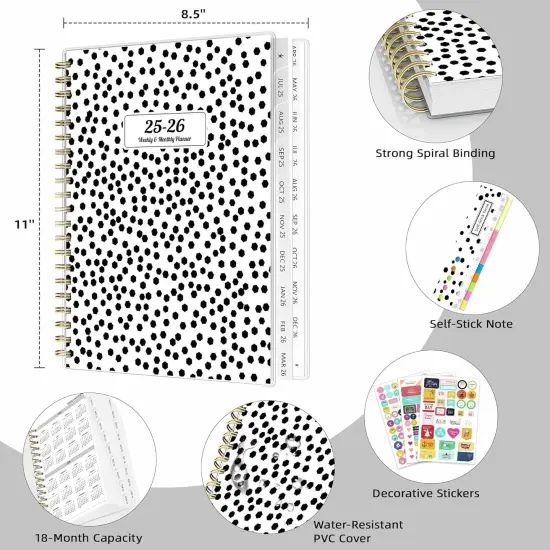 2025 2026 Weekly and Monthly Planner - Spiral Bound A4 - Polka Dots {4}