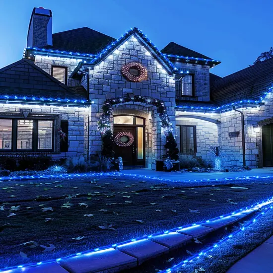 Brightown Solar Christmas Lights Outdoor Waterproof, 2 Pack Total 78FT 200 LED Solar Rope Lights with 8 Modes, Christmas Outdoor Decoration, Solar String Lights for Outside House Tree Halloween, Blue {4}