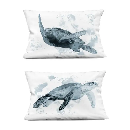 Stupell Industries Blue Weathered Turtle Portraits 2 Piece Decorative Printed Throw Pillow Set design by Marcus Prime, 14 x 7 x 20 {1}