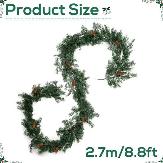 8.8FT Pre-lit Artificial Christmas Garland with Pine Cones {2}