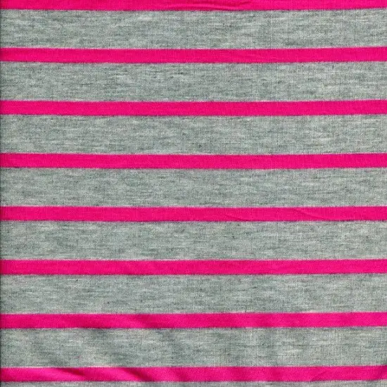 1 Yard Fuchsia & H.Silve Poly Rayon Jersey Knit Stripe Fabric Lightweight 58/60 Inches Wide {1}