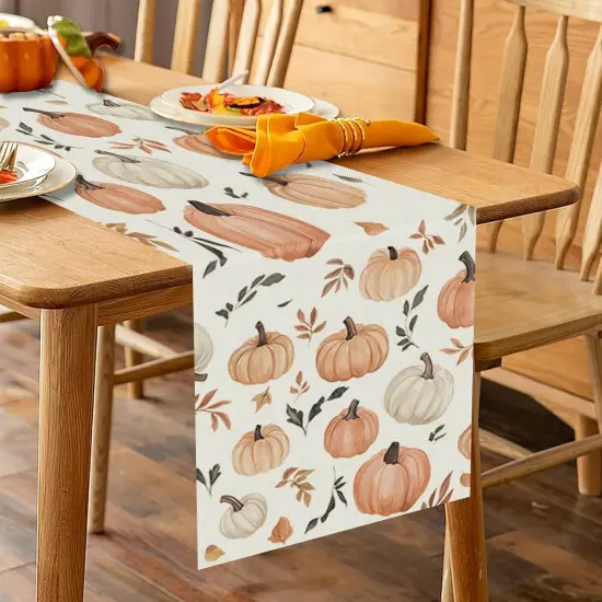 Fall Table Runner Maple Leaf Pumpkin Seasonal {4}