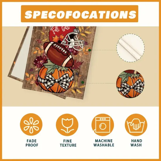 Fall Football Pumpkin Wood Table Runner Table Decoration, 13x72 Inch {5}