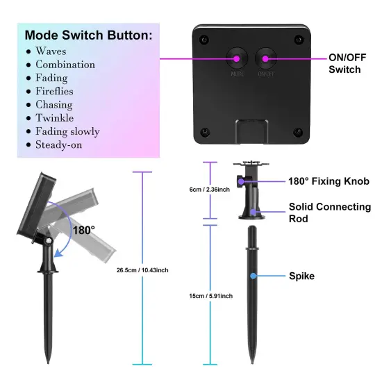 Extra-Long 288FT 800LED Solar Fairy String Lights, 4-Pack 72FT 200 LED Outdoor Twinkle Lights Waterproof, 8 Lighting Modes, Multicolor Silver Wire Lights for Deck Backyard Tree Garden Fence Pool Party {4}