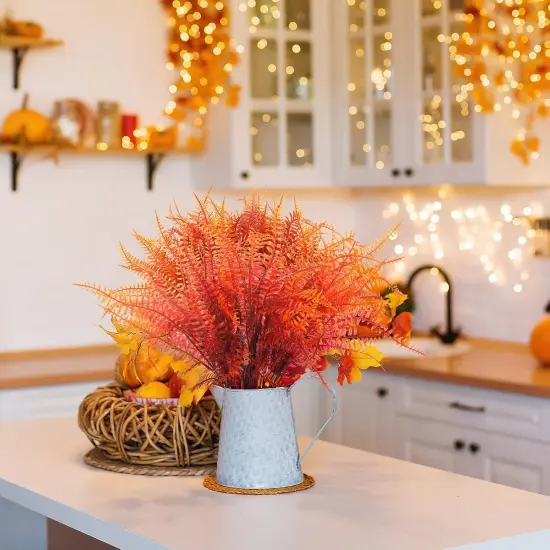 24 Orange Artificial Fall Plants Fake Boston Fern {4}