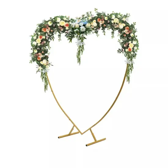 Heart Shaped Gold Metal Balloon Arch Stand Frame For Wedding Decor Display Kit {1}