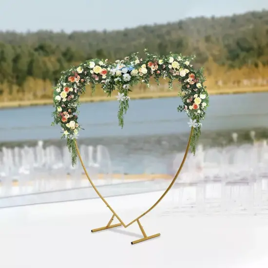Heart Shaped Gold Metal Balloon Arch Stand Frame For Wedding Decor Display Kit {3}