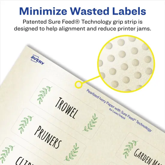 Avery Pearlized Ivory Rectangle Labels with Sure Feed Technology, 1-1/3" x 4" {4}